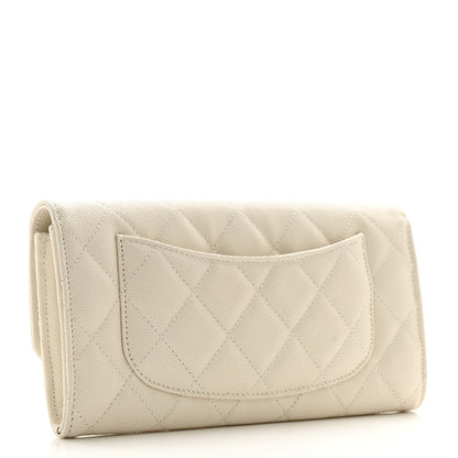 Chanel Caviar Quilted Large Gusset Flap Wallet White 3 of 13