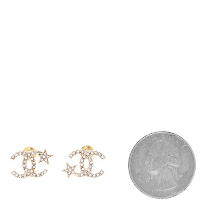 Chanel Crystal CC Starfall Earrings Gold 2 of 5
