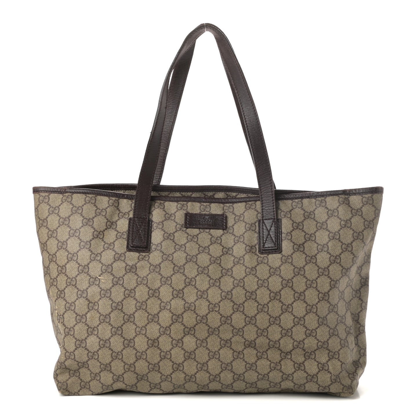 GG Plus Monogram Medium Zippered Shopping Tote Dark Brown