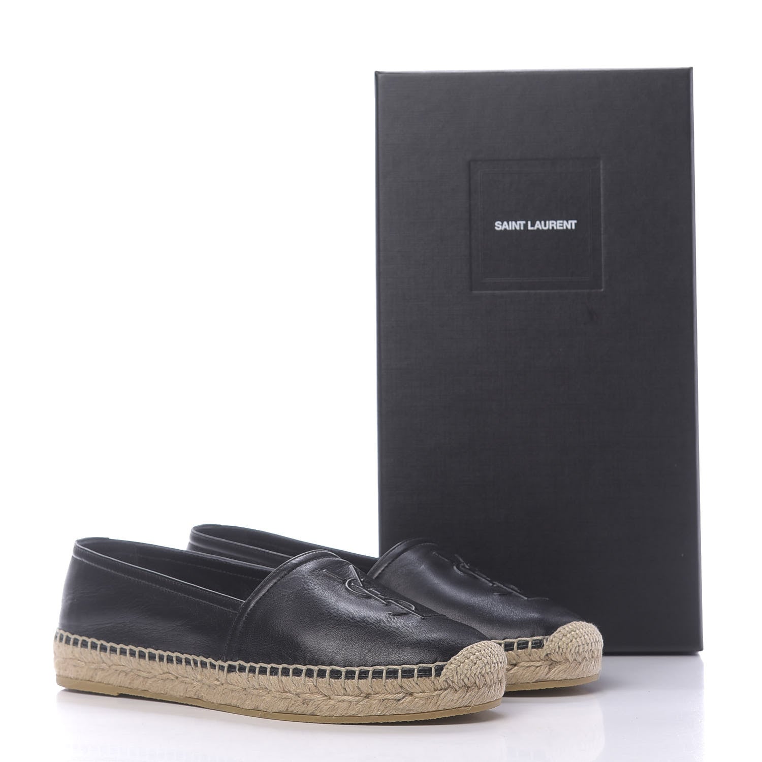 Saint Laurent Lambskin Monogram Espadrilles 36.5 Black 11 of 11