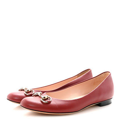 Gucci Calfskin Horsebit Ballerina Flats 35.5 Red 4 of 9