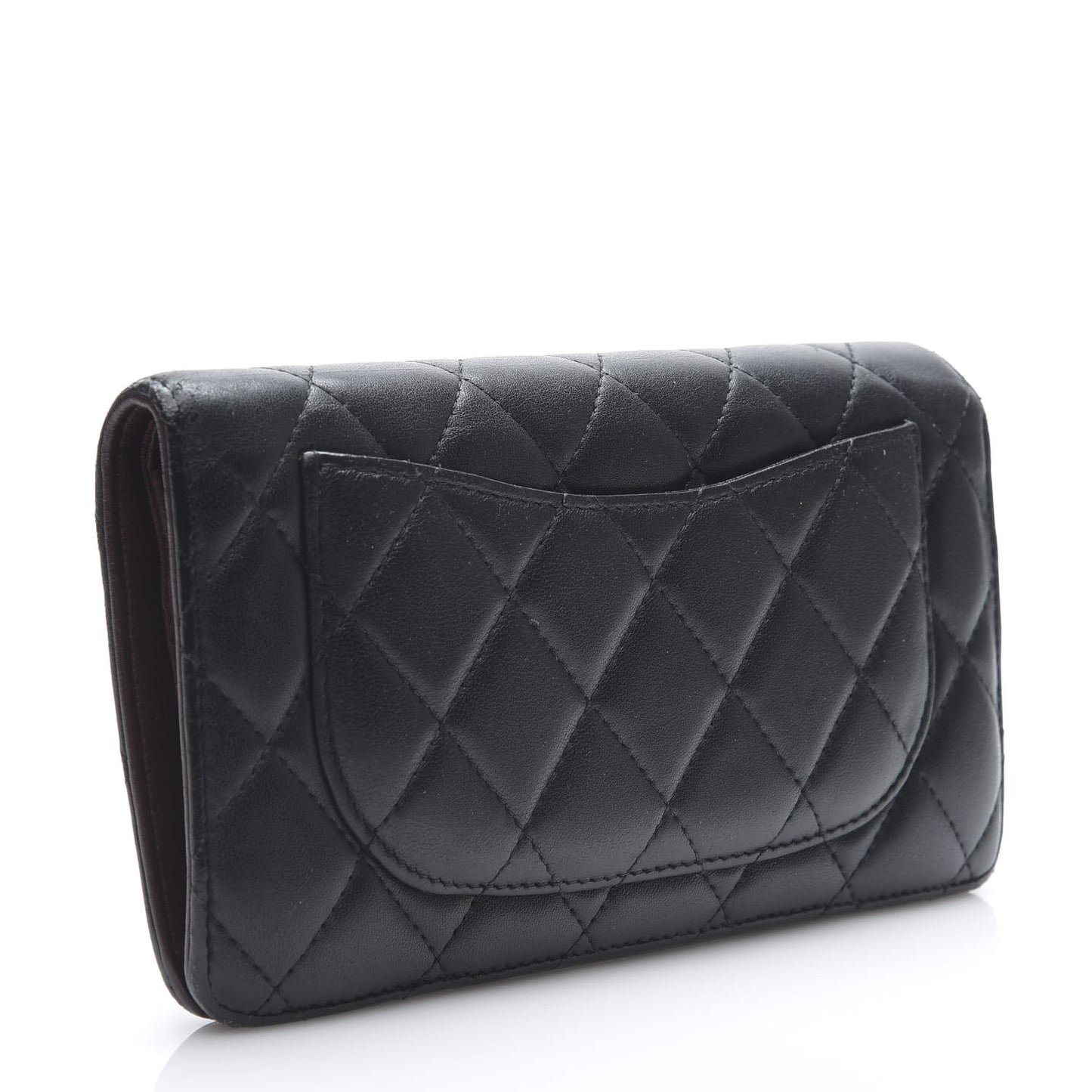 Lambskin Quilted Yen Wallet Black