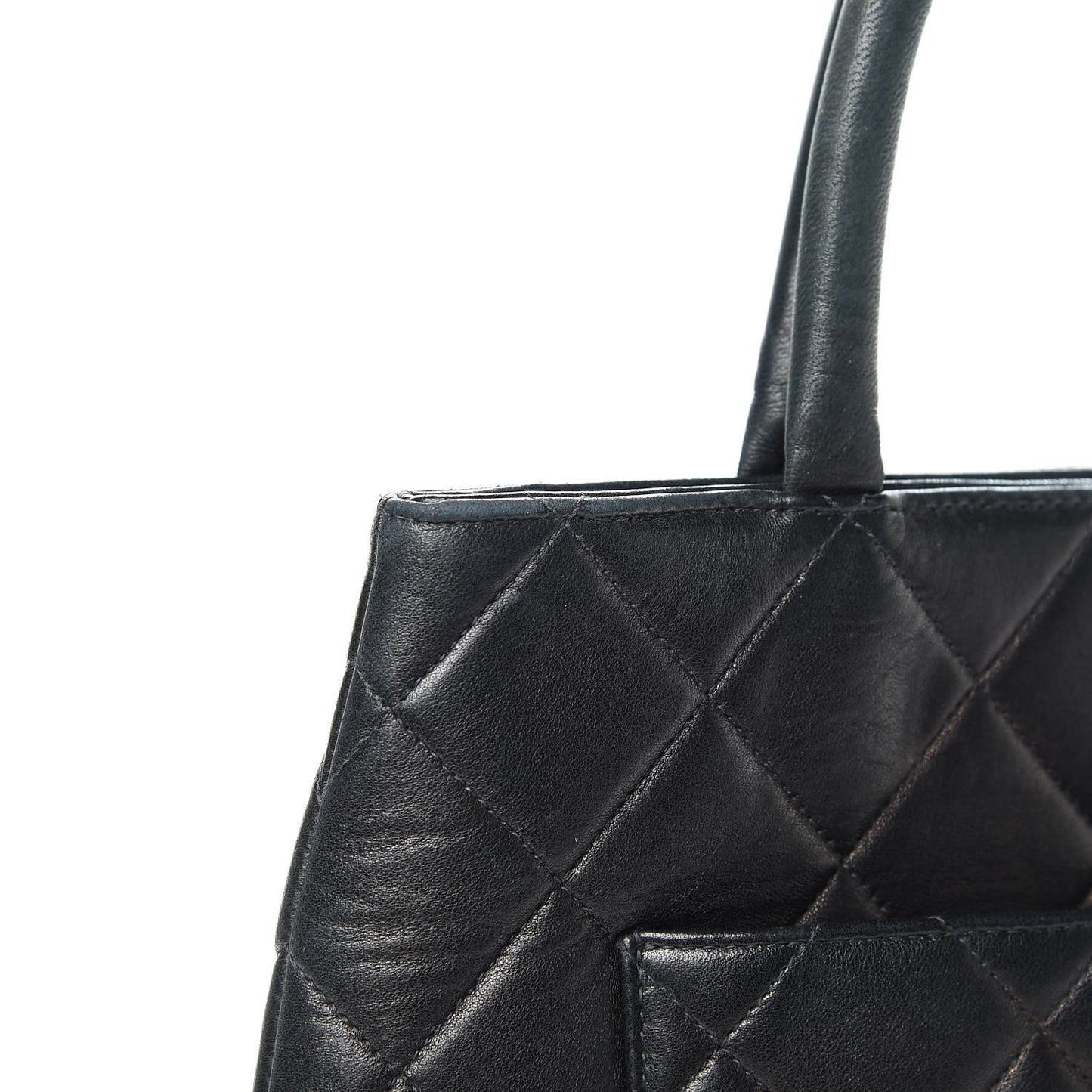 Lambskin Quilted Medallion Tote Black