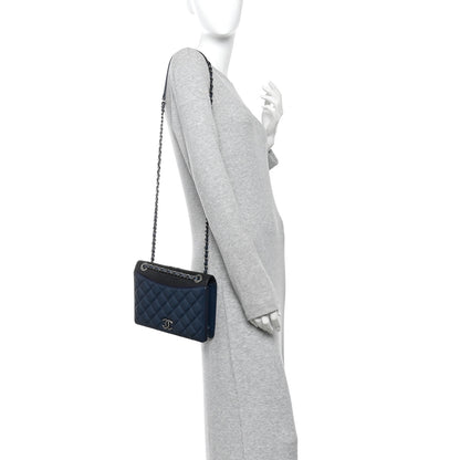 Chanel Calfskin Quilted Ballerine Flap Black Blue 2 of 10