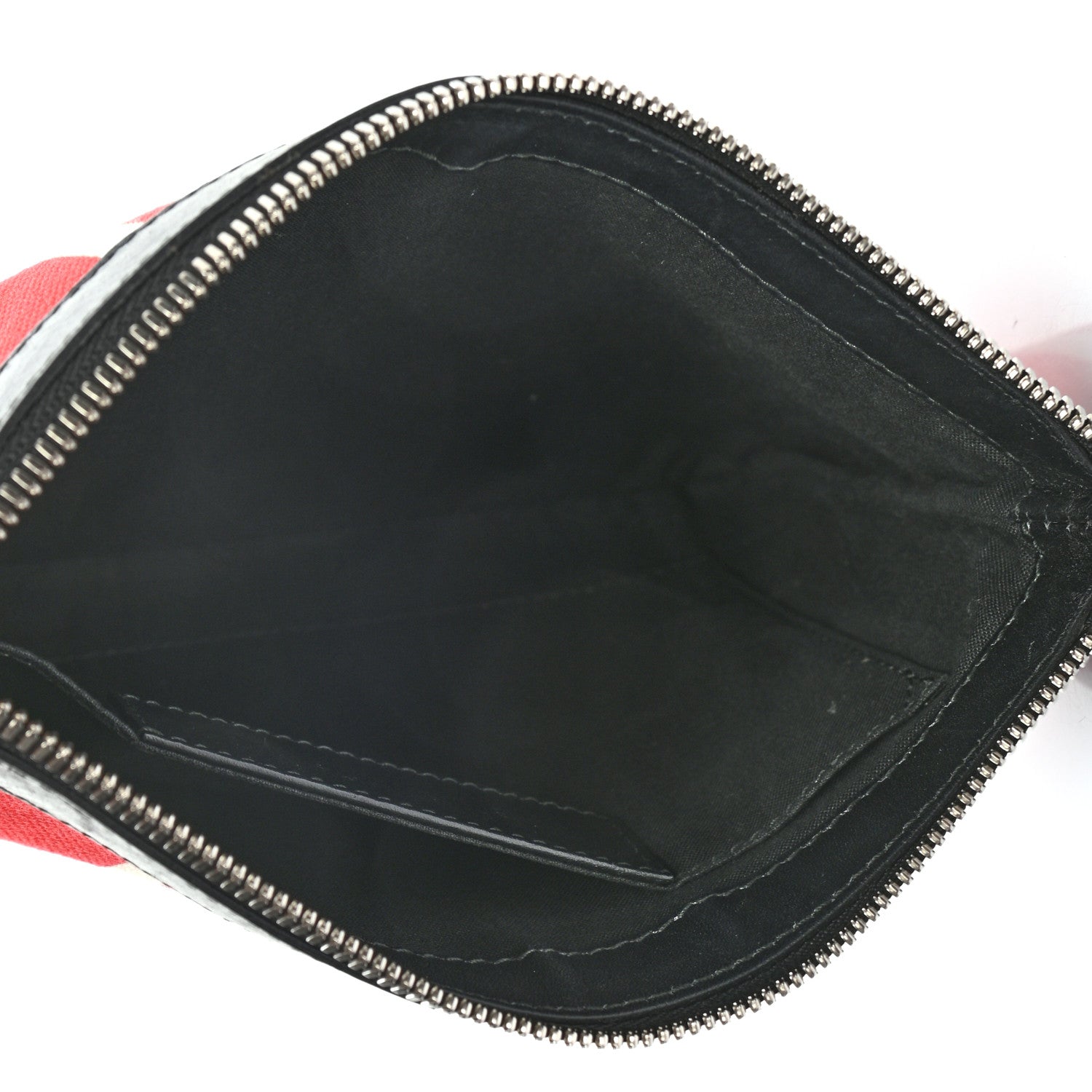 Balenciaga Calfskin Cotton Canvas Striped Logo Clutch Red 5 of 8