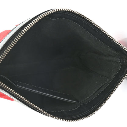 Balenciaga Calfskin Cotton Canvas Striped Logo Clutch Red 5 of 8