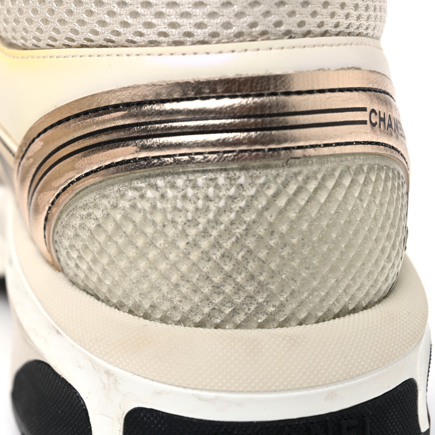 Fabric Laminated Calfskin Stretch CC Sneakers 41 Ivory White Silver