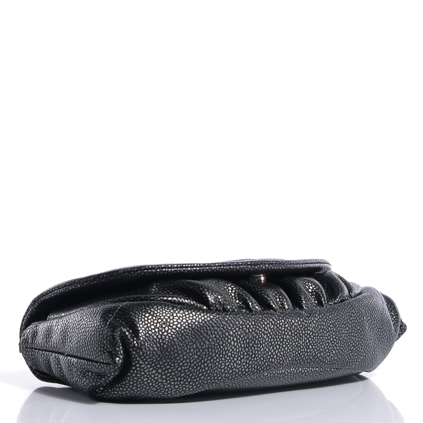 Metallic Caviar Half Moon Wallet On Chain WOC Dark Silver