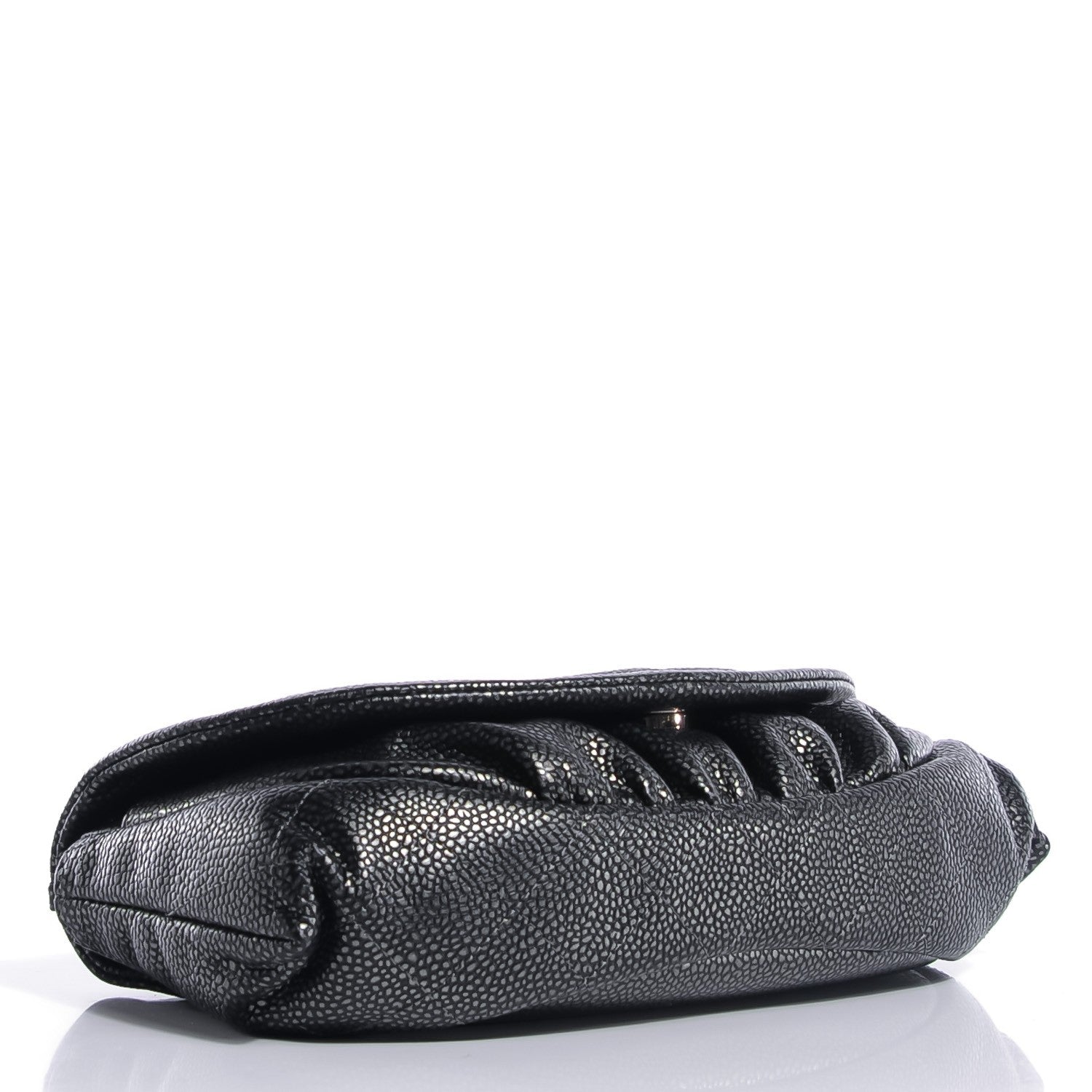 Chanel Metallic Caviar Half Moon Wallet On Chain WOC Dark Silver 4 of 8