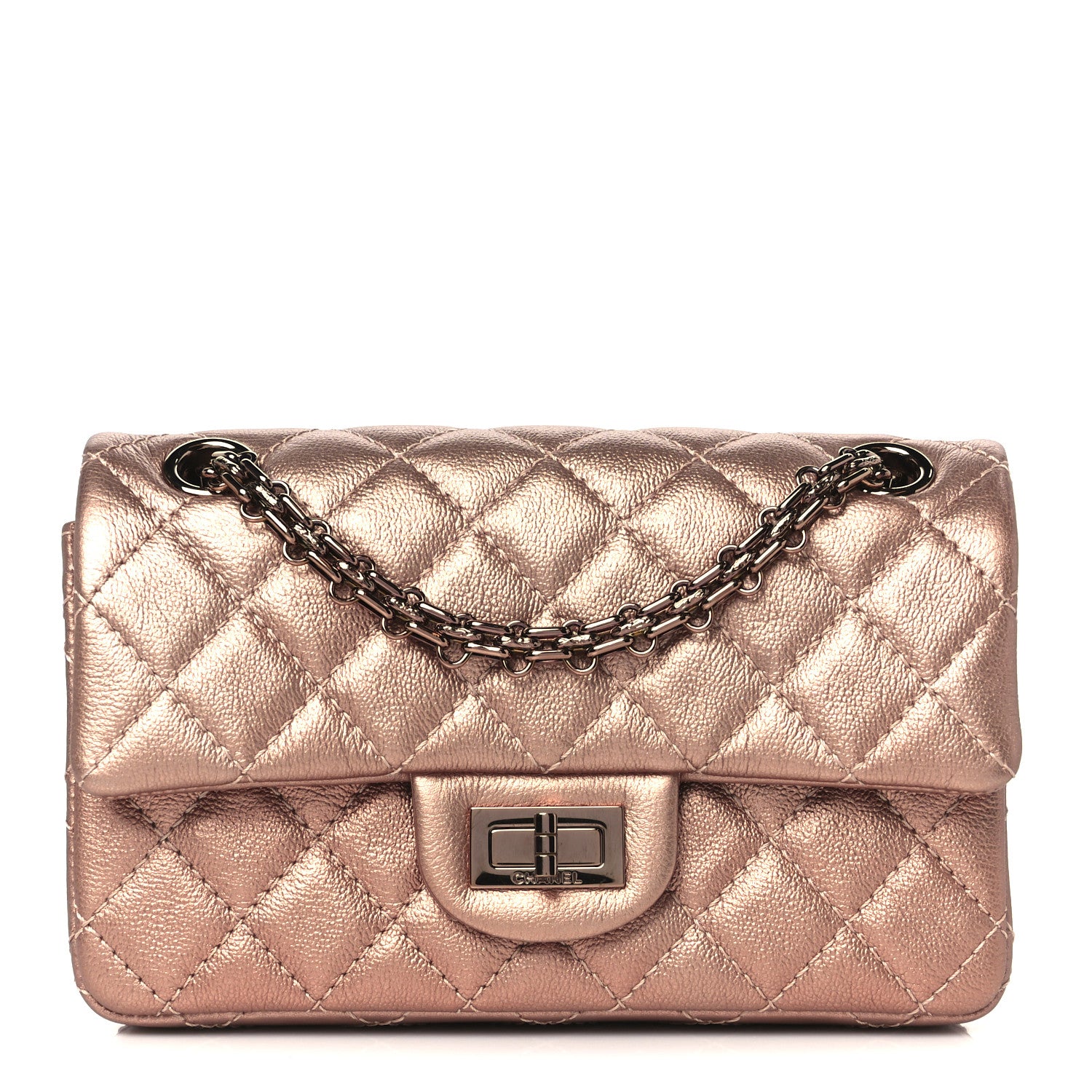 Chanel Metallic Grained Calfskin Quilted 2.55 Reissue Mini Flap Copper Pink 1 of 11