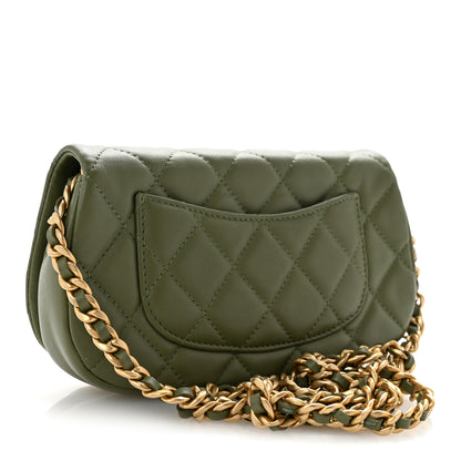 Chanel Calfskin Quilted Coco Mail Clutch With Chain Green 3 of 13