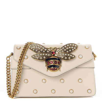 Gucci Nappa Pearl Studded Mini Queen Margaret Broadway Shoulder Bag Mystic White 1 of 9