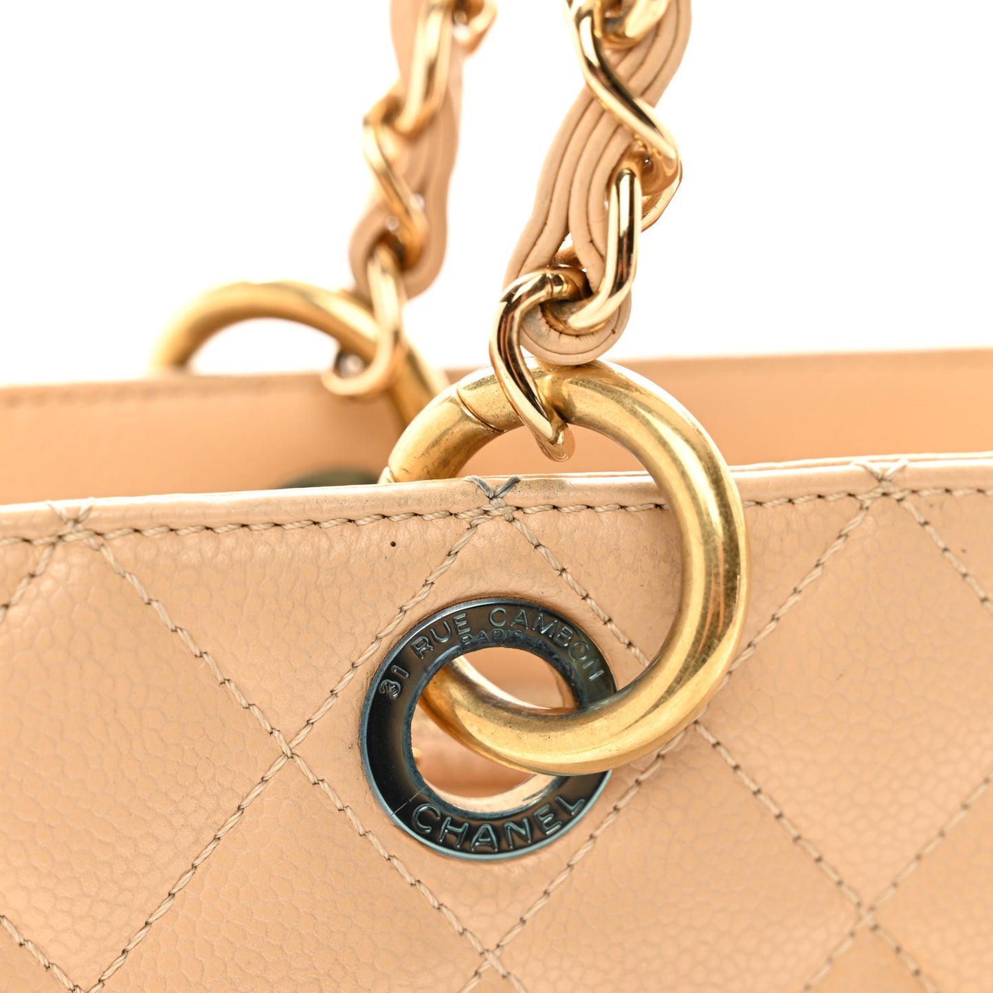 Caviar Quilted Grand Shopping Tote GST Beige Clair