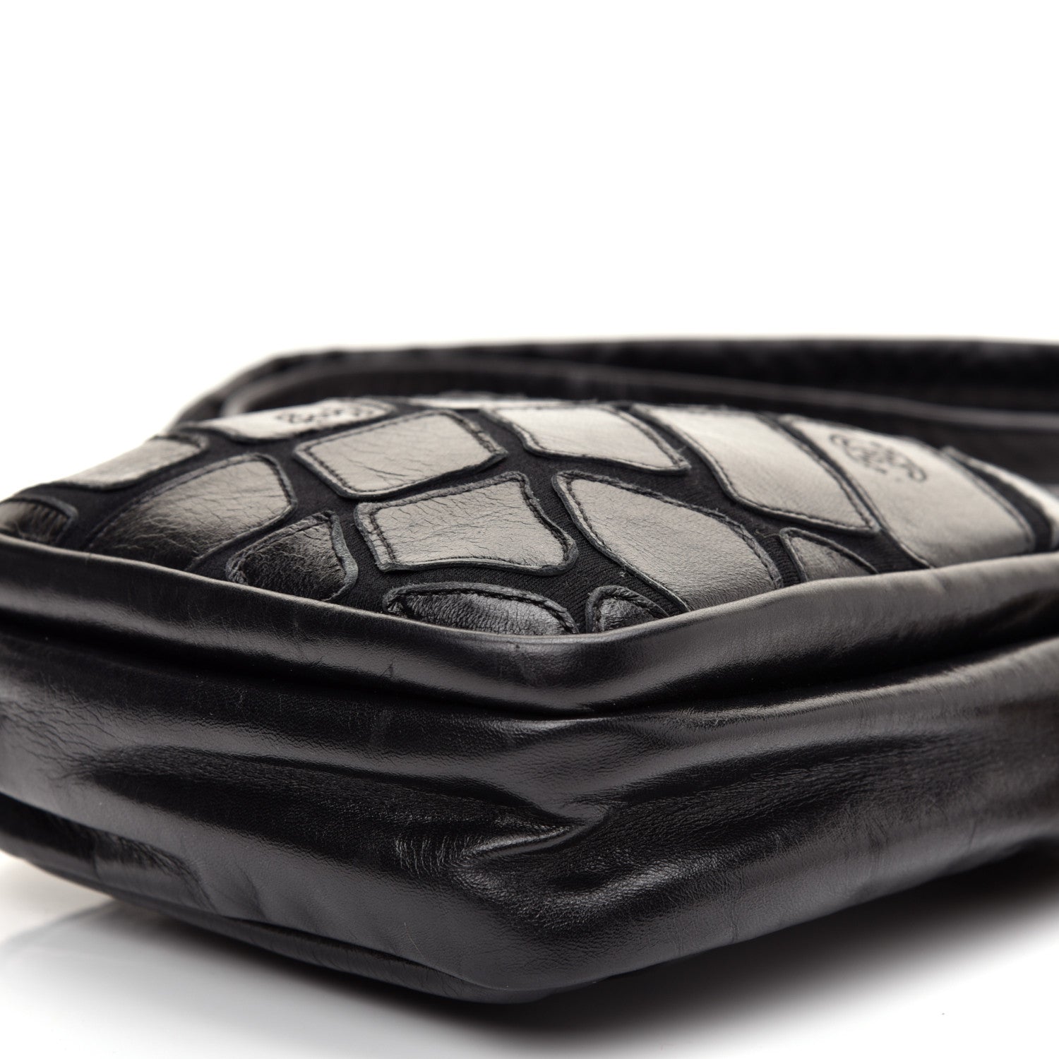 Chanel Lambskin Jersey Scales Zipper Shoulder Bag Black 7 of 10