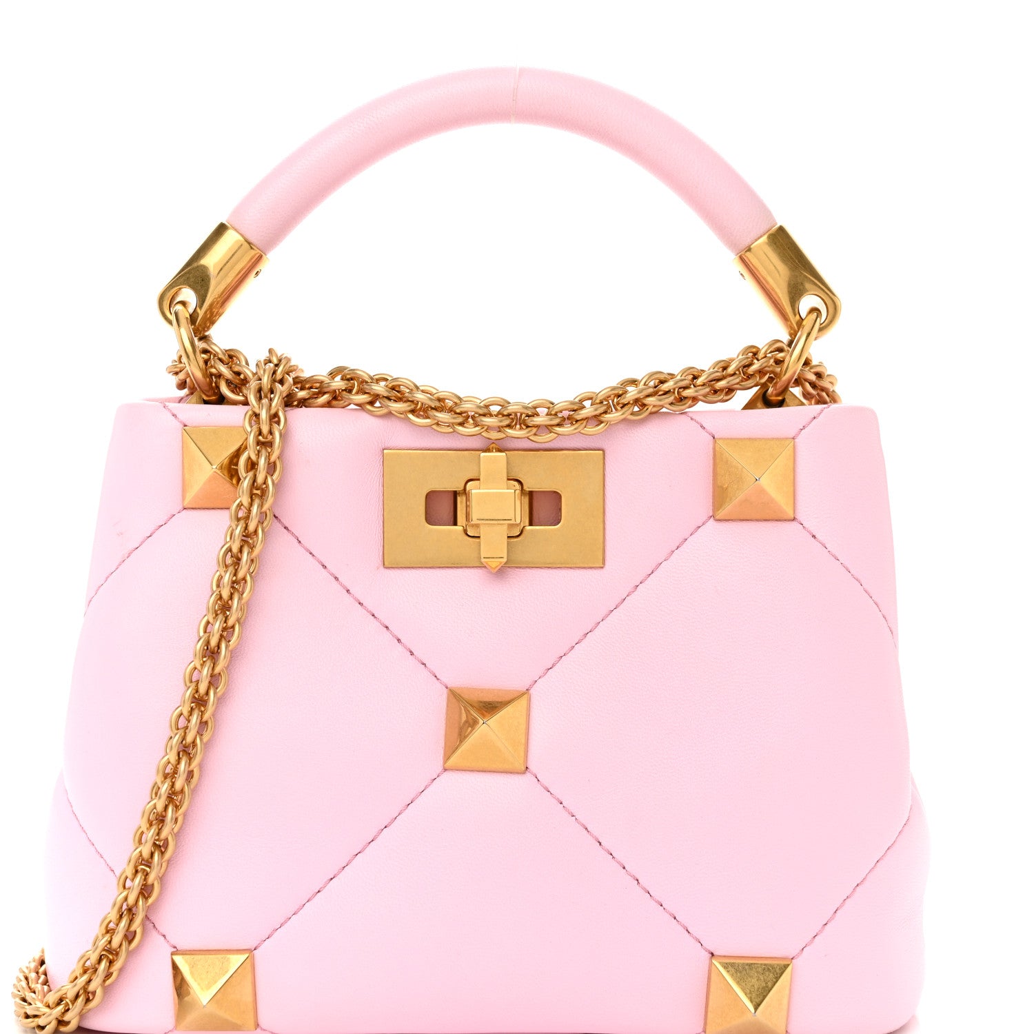 Valentino Garavani Nappa Mini Roman Stud The Handle Bag Pink Borealis 7 of 12