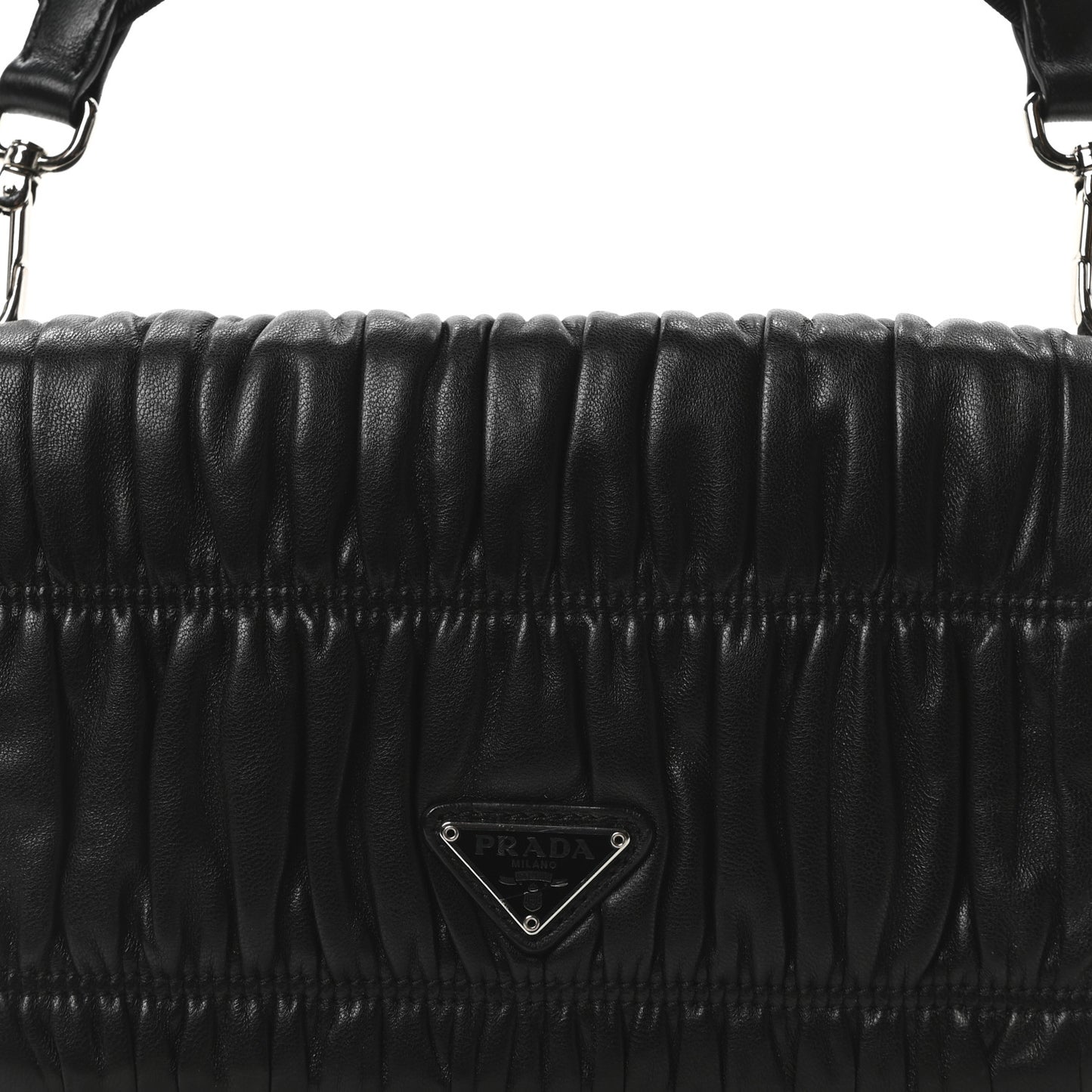 Nappa Gaufre Flap Shoulder Bag Black