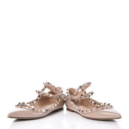 Valentino Garavani Patent Rockstud Cage Ballerina Flats 35 Poudre 6 of 12