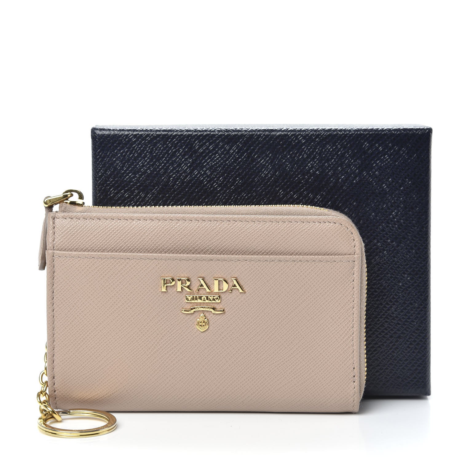 Prada Saffiano Metal Zip Around Keychain Cipria 7 of 7
