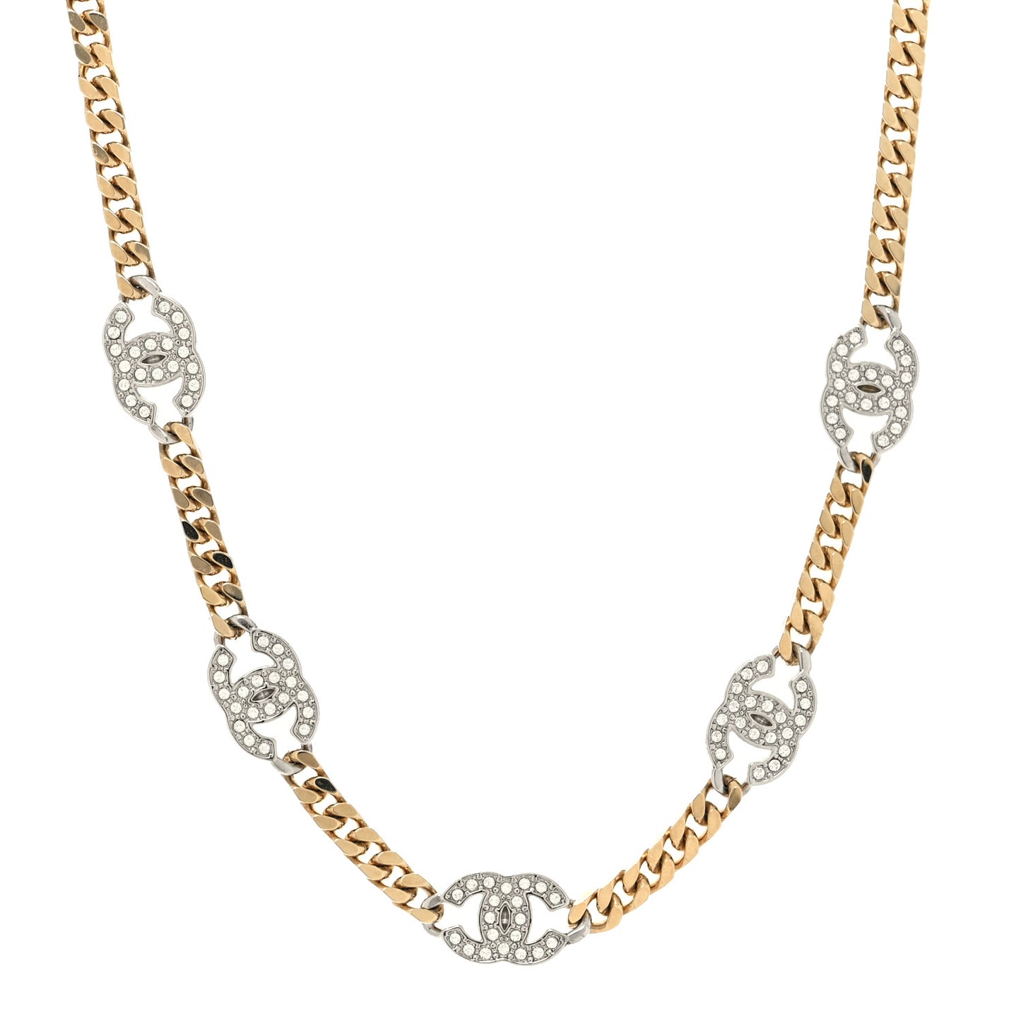Crystal Chain CC Choker Gold Silver