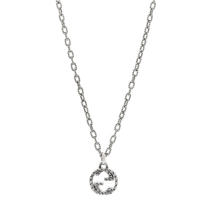 Gucci Sterling Silver Small Textured Interlocking G Pendant Necklace 1 of 7