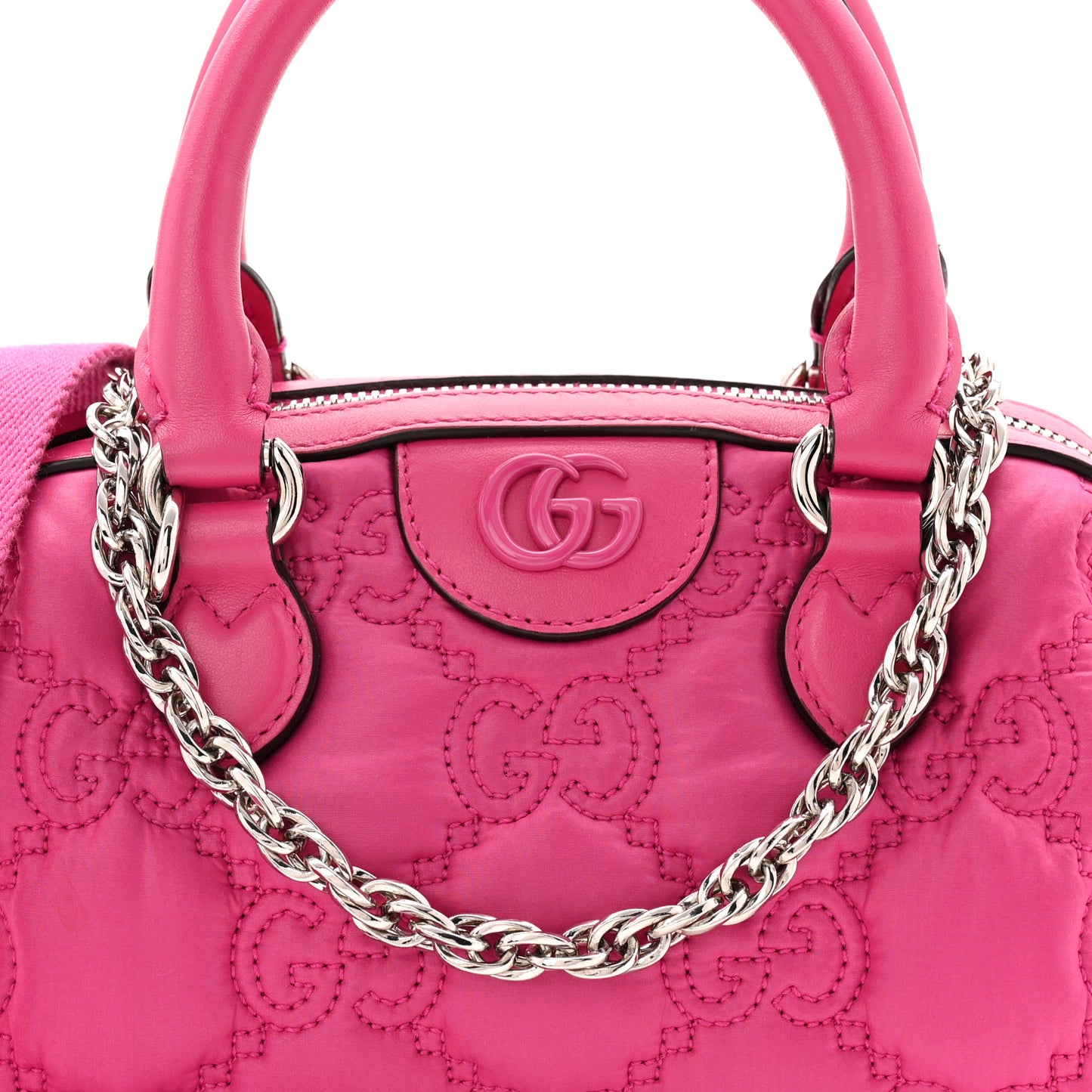 Nylon Calfskin Enamel GG Matelasse Mini Bowler Bag Lovely