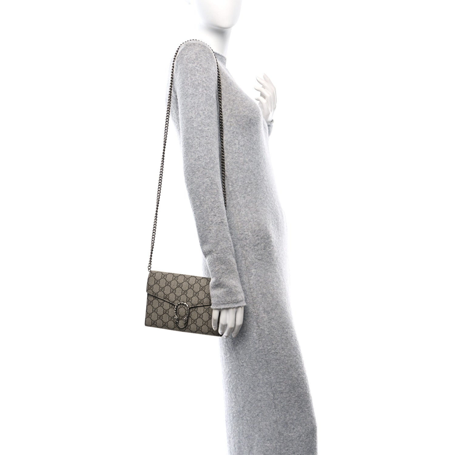 Gucci GG Supreme Monogram Mini Dionysus Chain Wallet Beige Taupe 2 of 10