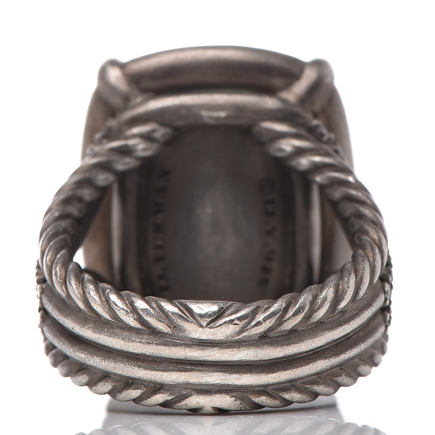 Darkened Sterling Silver Diamond Blue Topaz 20mm Chatelaine Ring 56 7.5