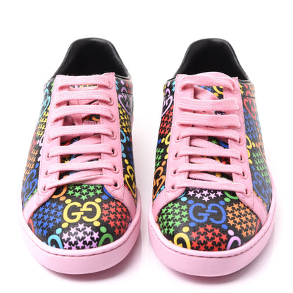 Gucci GG Supreme Monogram Psychedelic Womens Ace Sneakers 37 Black Multicolor Sugar Pink 3 of 9