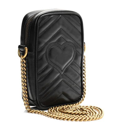 Gucci Calfskin Matelasse Mini GG Marmont Crossbody Bag Black 3 of 10