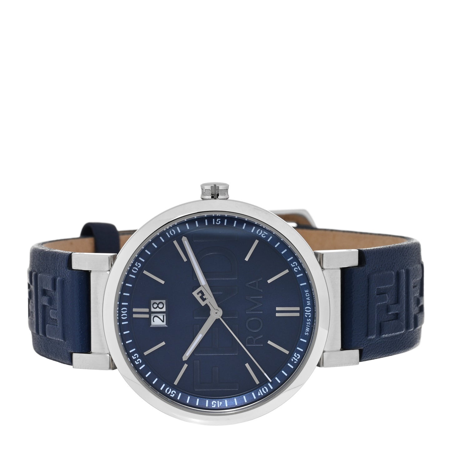 Stainless Steel Calfskin 39mm Forever Fendi Quartz Watch Blue