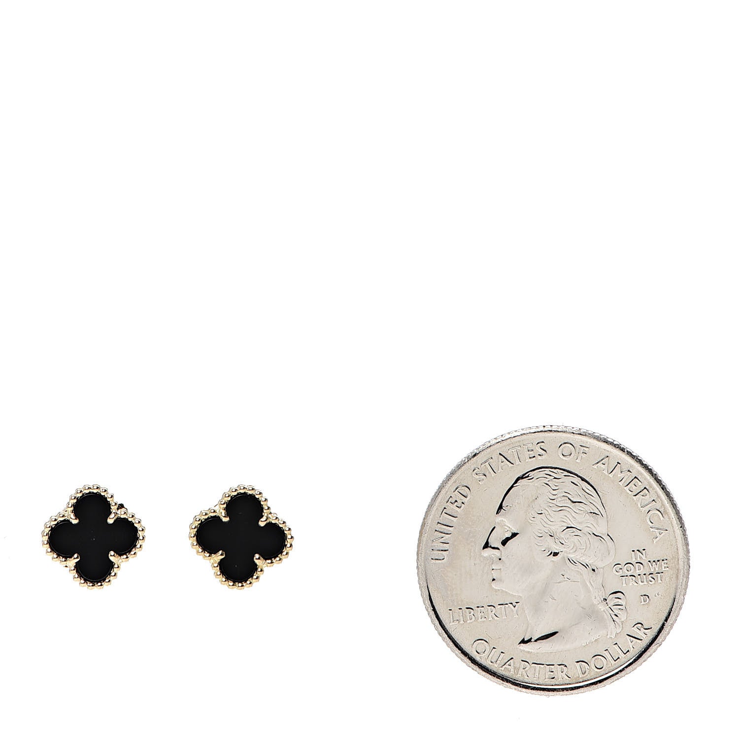 Van Cleef & Arpels 18K Yellow Gold Black Onyx Sweet Alhambra Earrings 2 of 6