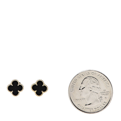 Van Cleef & Arpels 18K Yellow Gold Black Onyx Sweet Alhambra Earrings 2 of 6