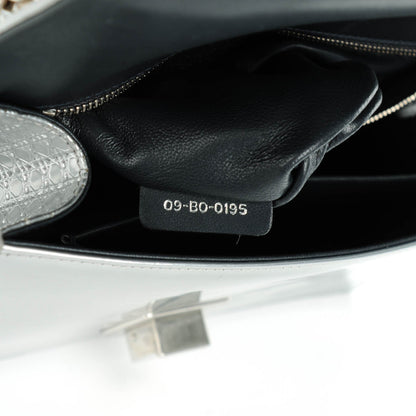 Christian Dior Metallic Patent Micro-Cannage Medium Diorama Flap Bag Silver 8 of 8