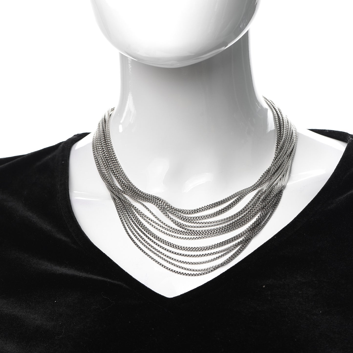 Sterling Silver Multi Strand Box Chain Necklace
