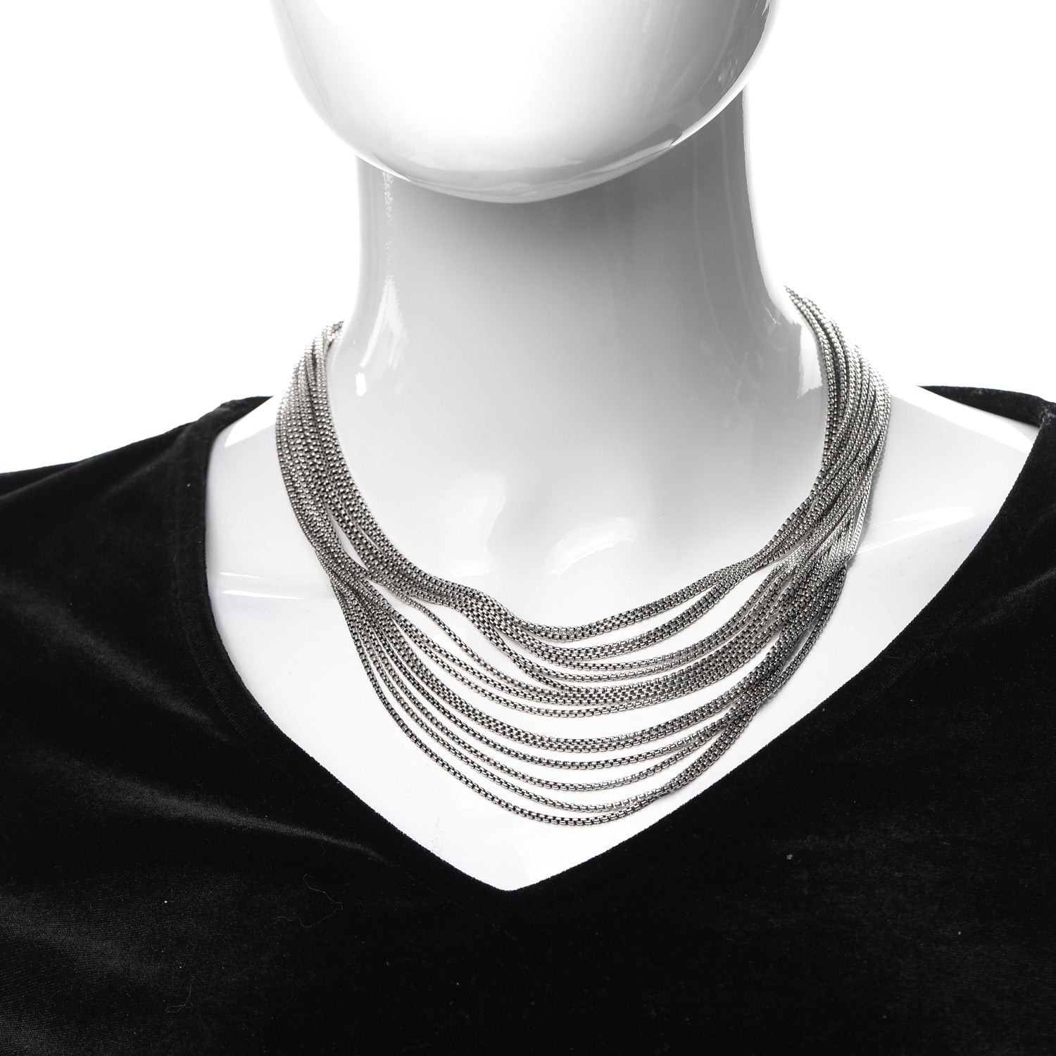 David Yurman Sterling Silver Multi Strand Box Chain Necklace 2 of 5