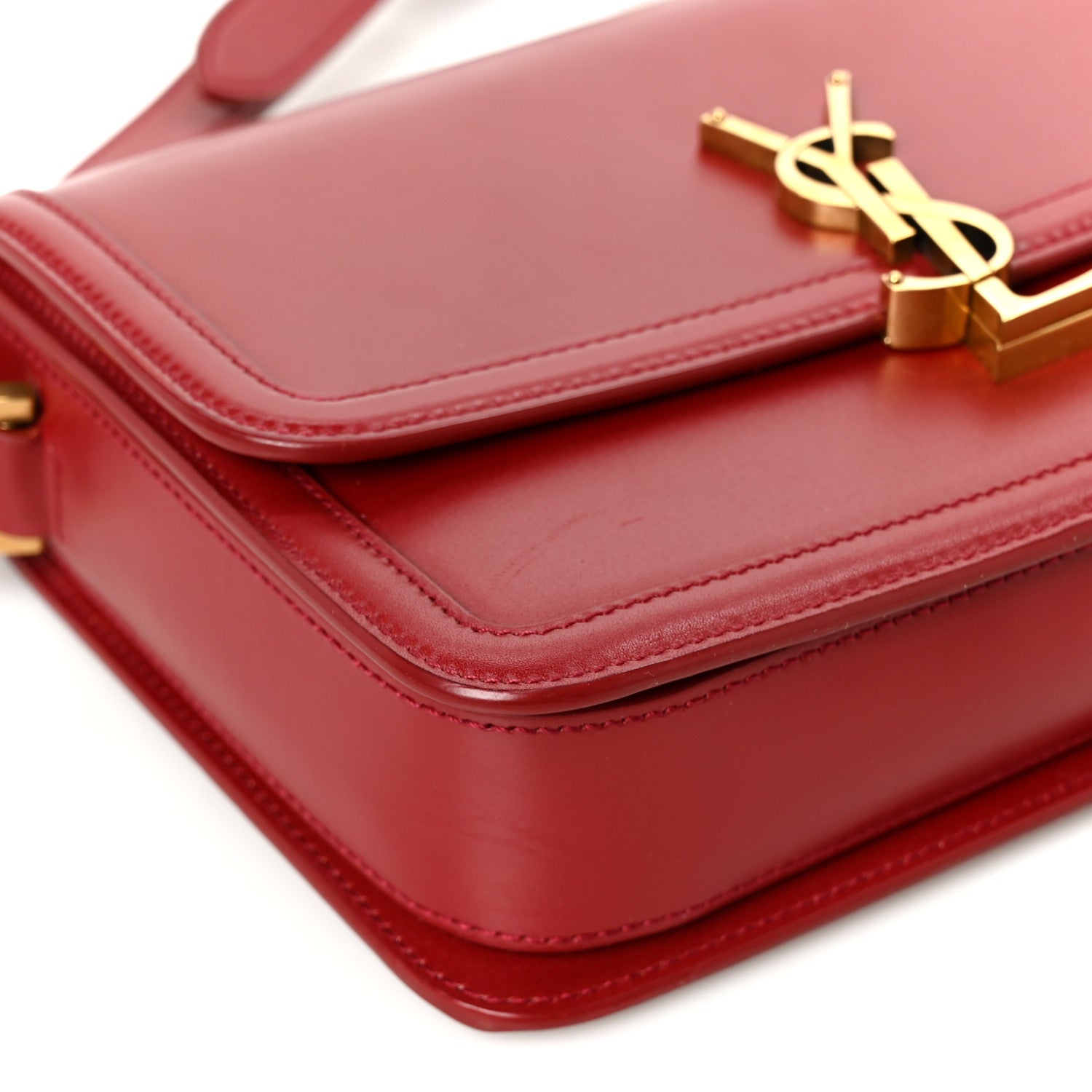 Saint Laurent Box Calfskin Monogram Medium Solferino Satchel Rouge Opyum 10 of 11