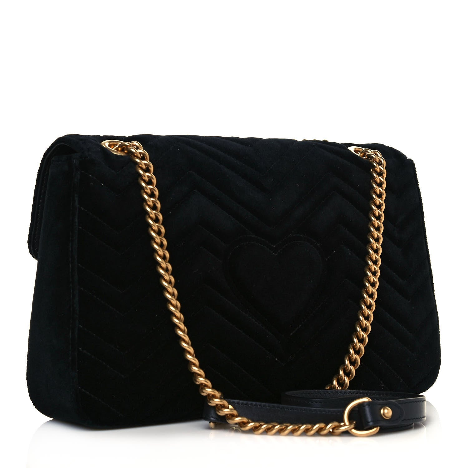 Gucci Velvet Matelasse Loved Embroidered Medium GG Marmont Shoulder Bag Black 3 of 11