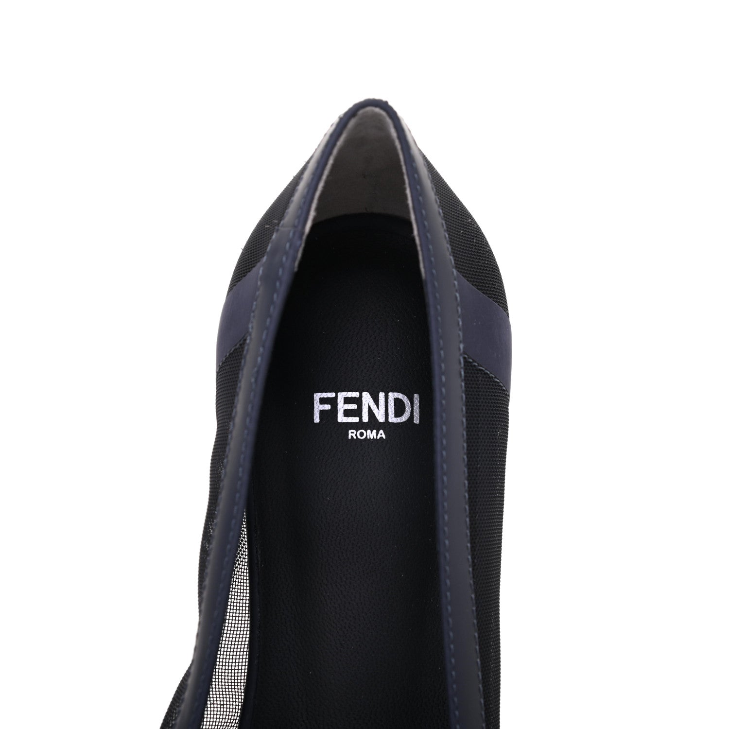 Fendi Mesh FF Skimmer Ballerina Flats 35 Navy Black 7 of 10