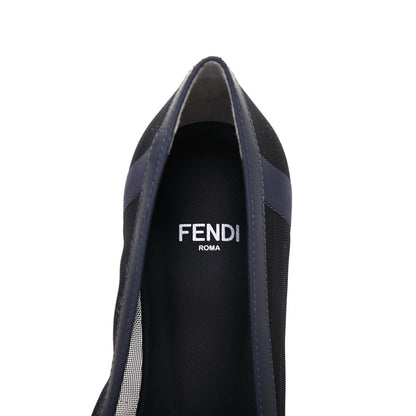Fendi Mesh FF Skimmer Ballerina Flats 35 Navy Black 7 of 10
