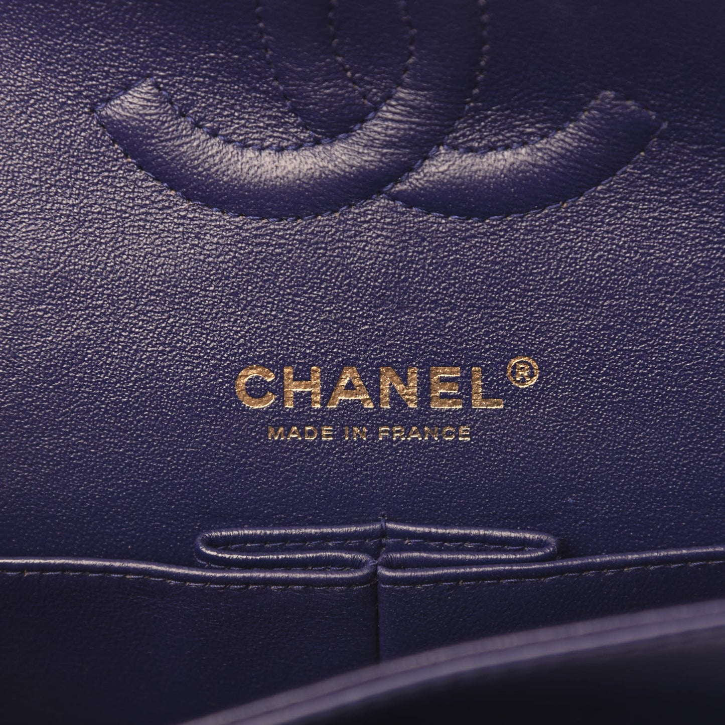 Lambskin Chevron Quilted Medium Double Flap Blue
