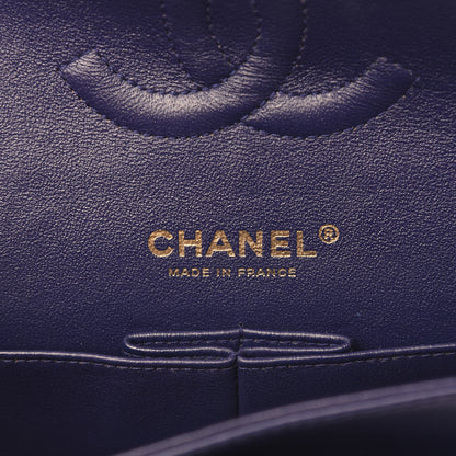 Chanel Lambskin Chevron Quilted Medium Double Flap Blue 6 of 11