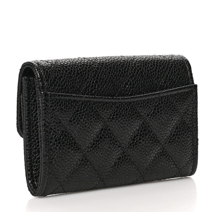 Chanel Caviar Quilted Flap Card Holder Wallet Black 3 of 9