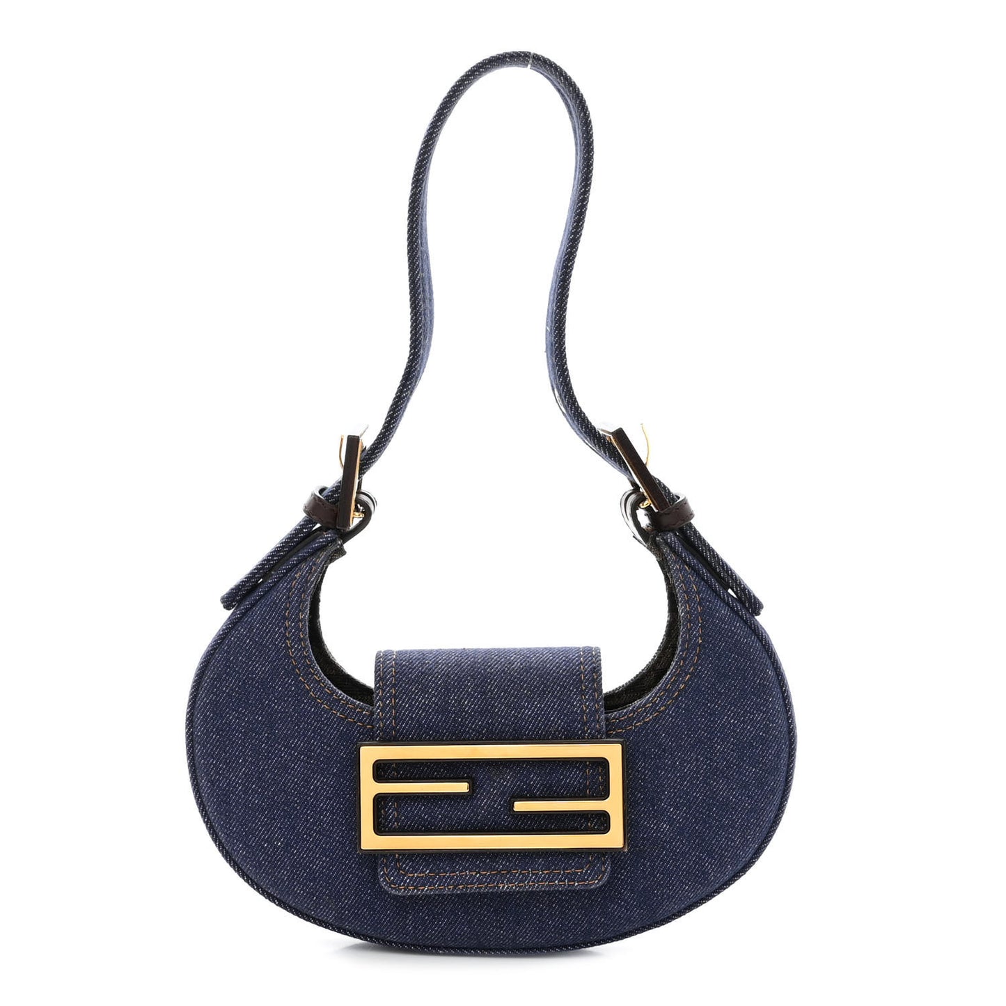 Denim Vitello King Cuoio Mini Cookie Hobo Bag Blue Ebano