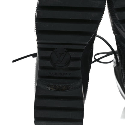 Louis Vuitton Suede Calfskin Monogram LV Black Heart Laureate Platform Desert Boots 37.5 Black 6 of 9