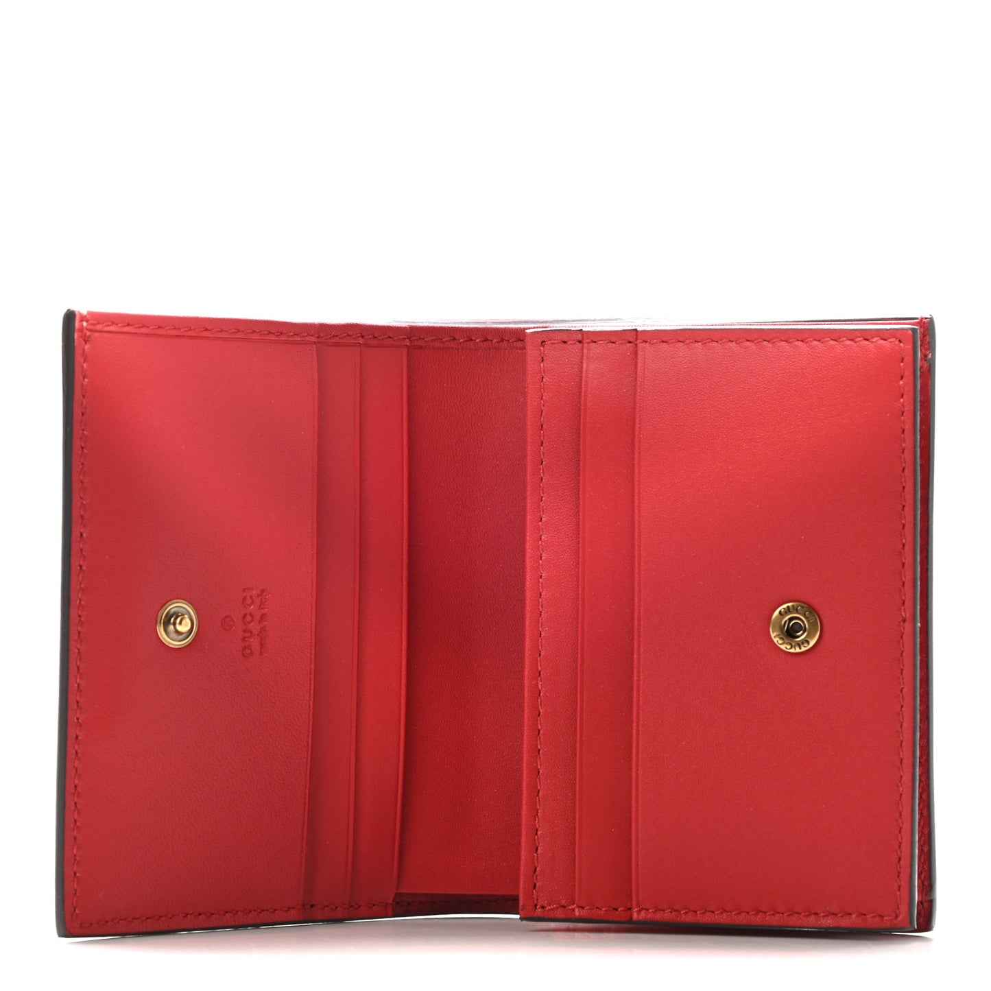 GG Supreme Monogram Cherry Embellished Card Case Wallet Hibiscus Red