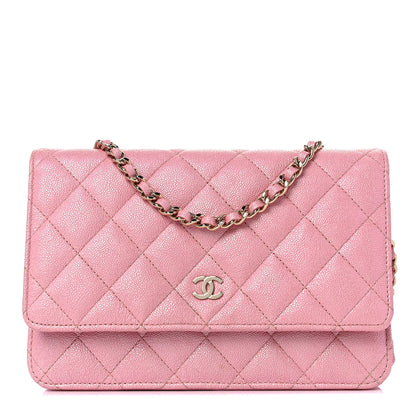 Chanel Iridescent Caviar Quilted Wallet on Chain WOC Pink 1 of 12