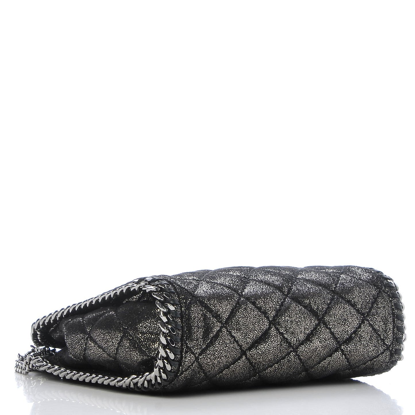 Chamois Shiny Dotted Quilted Mini Falabella Tote Ruthenium