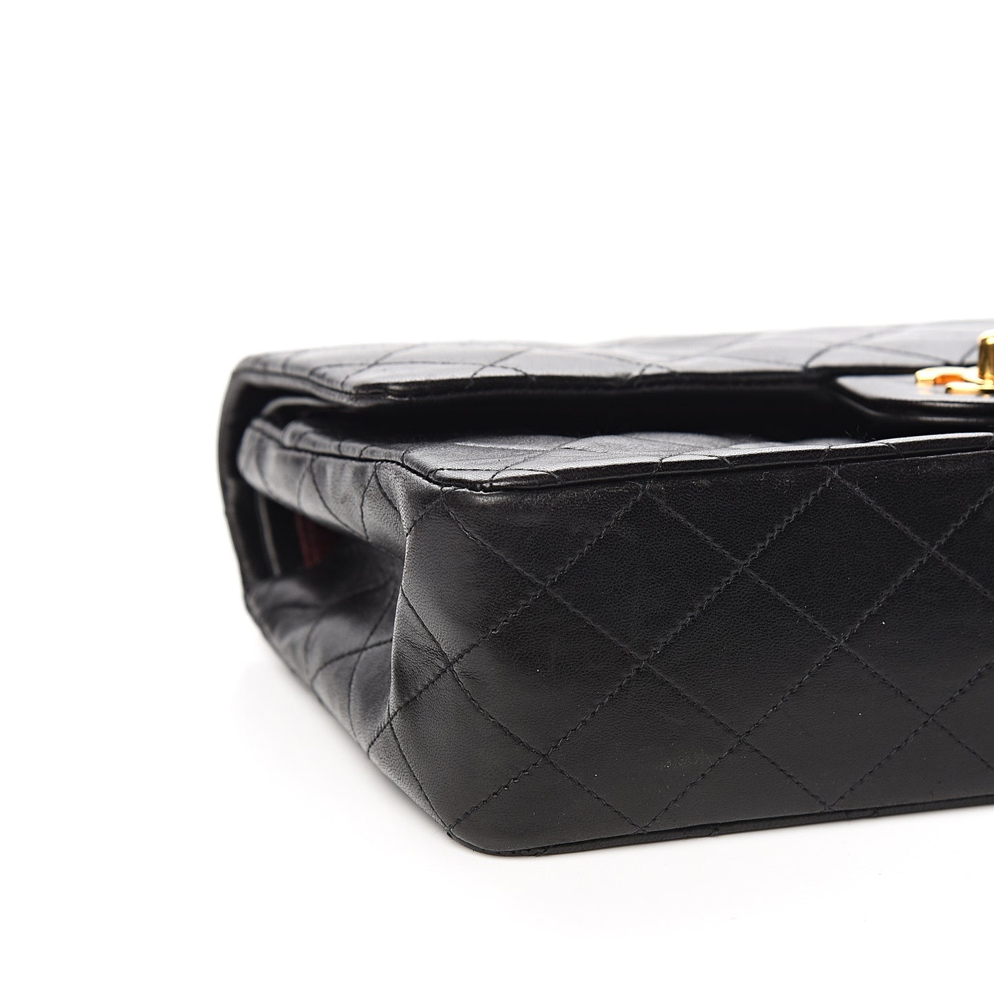Lambskin Quilted Medium Double Flap Black