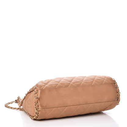 Chanel Calfskin Quilted Medium Chain Me Hobo Beige 4 of 14