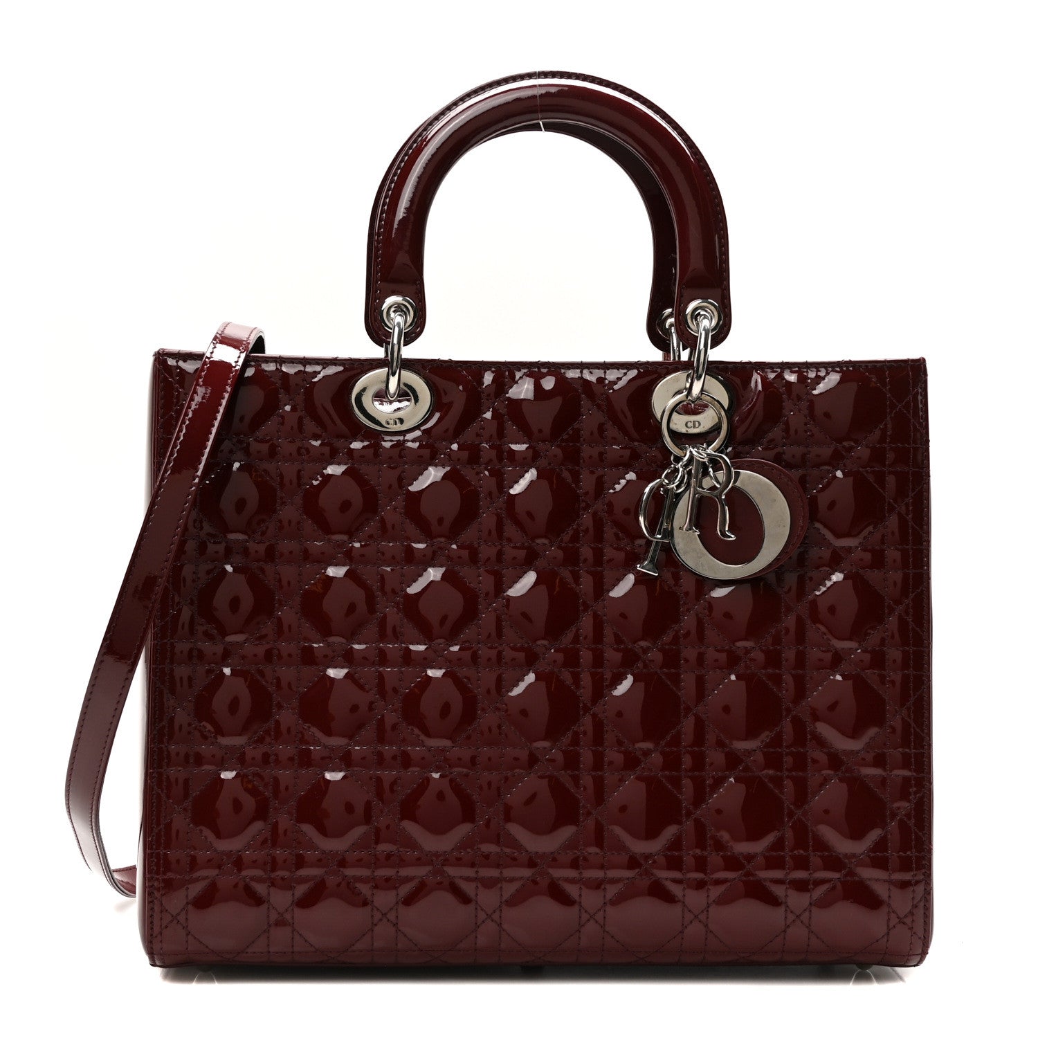 Christian Dior Patent Cannage Large Lady Dior Burgundy 1 of 9